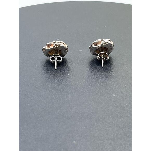 M Designer Signed Sterling Silver Diamond Cut Rose Stud Pierced Earrings Mexico - Picture 5 of 11